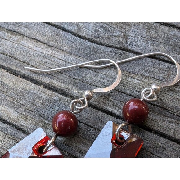 Vintage Red Jewel Dangle Earrings - Picture 9 of 10